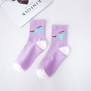 2022 Color púrpura sombra lindo unicornio calcetines Arco Iris caballo tripulación 100% calcetines de algodón - Product Image 6