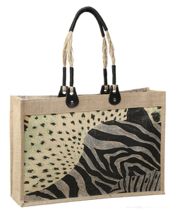 Bolsa Promocional de Yute con Estampado Animal y Asa Larga de Cuero Sintético con Diseño de Cuerda, Hecha en Bengala Occidental, India - Product Image 3