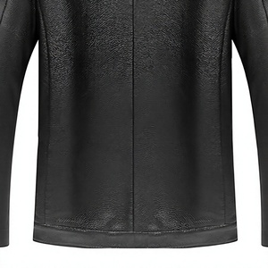 Chaqueta de Cuero para Hombre, Estilo Urbano, Forro Sherpa, Cierre de Cremallera, Corte Regular, Cuello Alto, Resistente al Viento, Ropa de Invierno - Product Image 5
