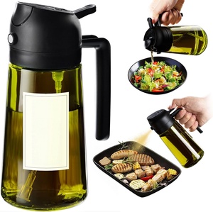 Bouteille pulvérisateur d'huile en verre réutilisable 2-en-1, distributeur et verseur d'huile d'olive 16oz, vaporisateur de cuisine pour barbecue, salade et friteuse à air - Product Image 1