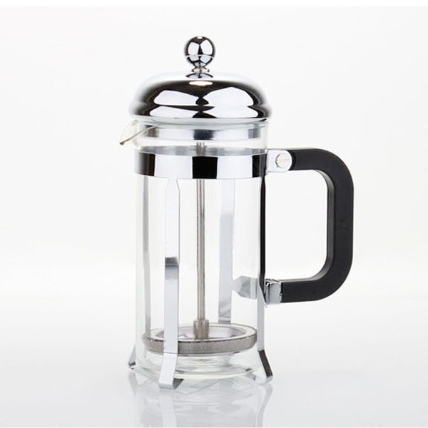 600ml borosilicate glass silver french press/coffee plunger with stainless steel
