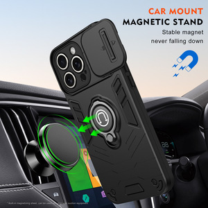 Funda Magnética Antigolpes para Teléfono con Anillo de Soporte Deslizable y Protección Total para iPhone 17 16 15 14 13 12 Pro Max - Product Image 3