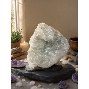 Gran espécimen mineral de cristal de cuarzo con stilbita - reiki/energía/chakra/curación - 7.5 pulgadas y 2.29 kg (5.04 lb) - Product Image 3