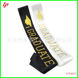 Écharpe de graduation en tissu sérigraphié doré, pour décoration de fête, ceinture d'étiquette à porter sur l'épaule - Product Image 2