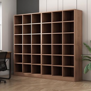 Bibliothèque murale minimaliste moderne en bois pour salon, avec rangement <span class=keywords><strong>et</strong></span> design en treillis, à assembler soi-même - Product Image 4