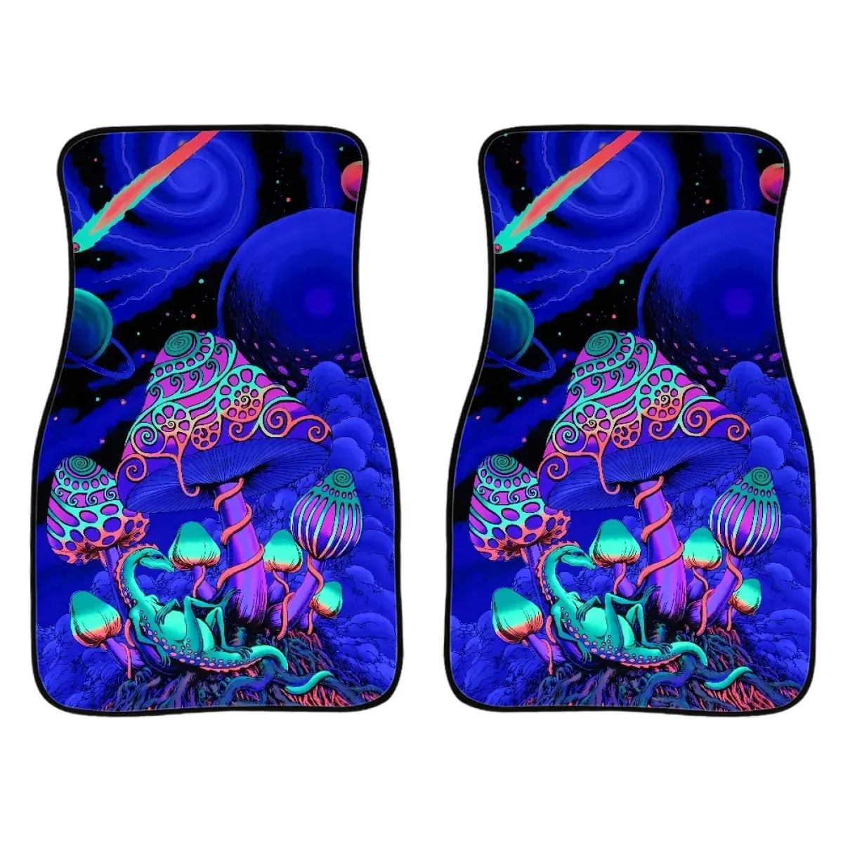 Psychedelic nấm in xe thảm sàn Mat Bộ 2pcs cho phụ nữ Giấc Mơ phong cách tự động Phụ Kiện vải Bề mặt pad phổ