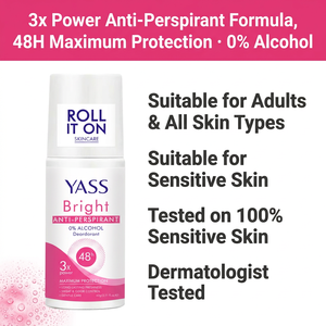 Déodorant <span class=keywords><strong>anti</strong></span>-<span class=keywords><strong>transpirant</strong></span> YASS Bright Roll-on 60g 3x plus puissant, protection maximale 48h, 0% d'alcool, peaux sensibles, pour femmes - Product Image 2
