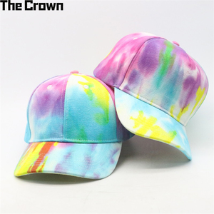 Casquette de baseball à 6 panneaux avec logo personnalisé, effet tie-dye, visière incurvée, motif arc-en-ciel psychédélique, multicolore, streetwear, vente en gros - Product Image 3