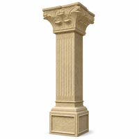 Colonne architecturale carrée en pierre creuse beige moderne sur mesure avec base à capitale cannelée pour la décoration de villas et d'hôtels