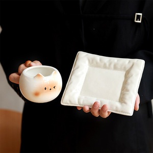 ถ้วยกาแฟลายครามลาย<span class=keywords><strong>แมว</strong></span>สยามทันสมัยดีไซน์สร้างสรรค์ชุดถ้วยและจานรองขนาด220มล. น่ารักสำหรับเด็กผู้หญิง - Product Image 4