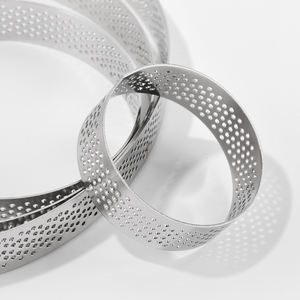 Anneau à tarte rond antiadhésif en acier inoxydable 6/<span class=keywords><strong>10</strong></span>/15/20cm, ensemble de 4 anneaux perforés, moule à pâtisserie pour la cuisson du Dessert français - Product Image 3
