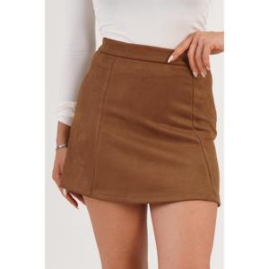 Jupe Courte Femme Taille Haute en Similicuir Souple Marron Foncé – Vente en Gros - Product Image 6