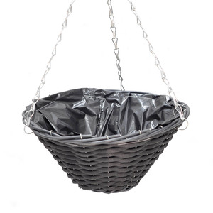 Panier suspendu en rotin artificiel fait main, résistant aux intempéries, pour fleurs artificielles, pour extérieur, patio, jardin, maison, mur - Product Image 5