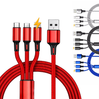 Entrepôt américain 1,2 m 3 en 1 Câble en nylon tressé multi-usage uniquement pour la charge, pas de transfert de données, USB A vers USB C Type C pour iPhone Android