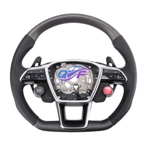 Volant de voiture en cuir et fibre de carbone, <span class=keywords><strong>prix</strong></span> de gros usine, pour <span class=keywords><strong>Audi</strong></span> A3 A4L A5 A6L A7 Q8 TT R8 - Product Image 4