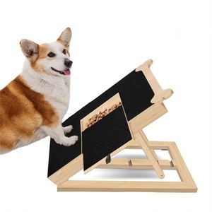 Grattoir à ongles en bois pour chien et distributeur de friandises - Rampe pliable écologique à trois angles réglables pour animaux de compagnie et soin des griffes - Product Image 1