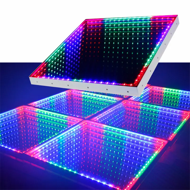 Plateau lumineux de danse à LED, en verre trempé, miroir 3D, éclairage de scène pour Disco, boîte de nuit, de mariage