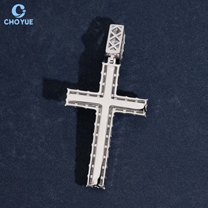 Wholesale GRA Certified Moissanite Cross <b>Pendant</b> 925 Sterling Silver <b>Emerald</b> Cut <b>Pendant</b> Iced Out Rhodium Plated Jesus Jewelry - Product Image 4