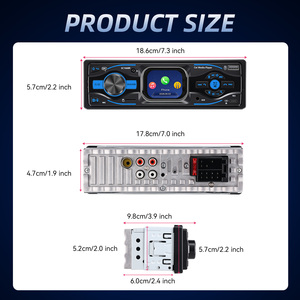 Reproductor MP3 para Auto Podofo 1 DIN con Pantalla Táctil de 2.2'', Bluetooth Dual, USB/SD/AUX/FM, Carga Rápida Tipo-C, <span class=keywords><strong>Radio</strong></span> para Auto OEM/ODM - Product Image 4