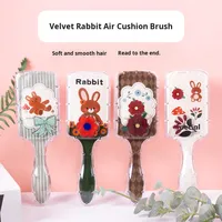 Peigne de massage à coussin d'air rectangulaire Labubu, motif floral lapin, masseur portable pour cuir chevelu - Fabricant transfrontalier