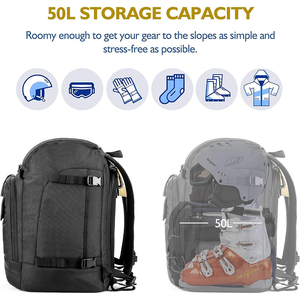 Botas de esquí y snowboard impermeables Mochila de viaje con <span class=keywords><strong>casco</strong></span> Gafas Guantes <span class=keywords><strong>Bolsa</strong></span> de esquí para accesorios - Product Image 2