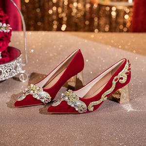 Sandalias de tacón medio con punta en punta y pedrería, zapatos de boda cómodos para mujer - Product Image 1