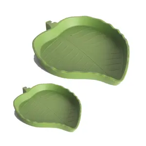 NOMOYPET بالجملة الأخضر ورقة شكل البلاستيك الزواحف طبق التغذية
