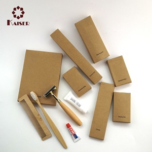 Kit d'articles de toilette en bambou naturel pour hôtels, avec rasoir à double lame et dentifrice 3-10g, pour voyages et compagnies aériennes - Product Image 2
