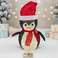 Figurine de pingouin de Noël lumineuse à LED étanche IP44, pliable, en fil de fer métallique, pour décoration extérieure de jardin