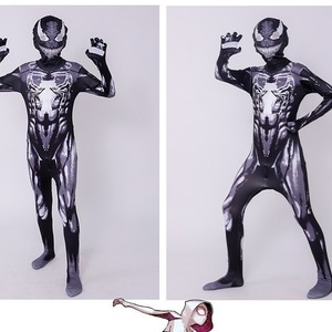 Combinaison Venom noire imprimée en spandex, costume hiver 2023 pour Halloween, cosplay, garçons, Spiderman, jeu de rôle, street fashionista - Product Image 4