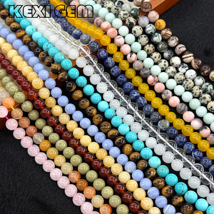 Filo di Perle Rotonde Lucidate in Agata Naturale, Diaspro, Quarzo e Giada, Vari Colori, 8mm, Perle Sciolte Rotonde per Creazione Gioielli - Product Image 5
