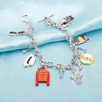 Pulsera con dijes de temática musical, cadena plateada, dijes de esmalte de nota musical y disco de vinilo, joyería de moda para mujer, regalo