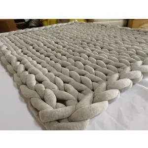 12色库存100% 纯棉无缝D3-4cm可机洗中空纤维填充管编织手工编织纱厚厚毛毯