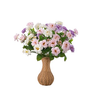 Bouquet de fleurs artificielles CallaFloral, roses blanches, roses et violettes, décoration intérieure, mariage, branche unique, pétales en polyester - Product Image 5