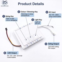 Interrupteur tactile intégré 36W à trois touches, monochrome ou tricolore, 12V/24V, gradation, étanche IP44, certifié CE TUV pour l'Europe