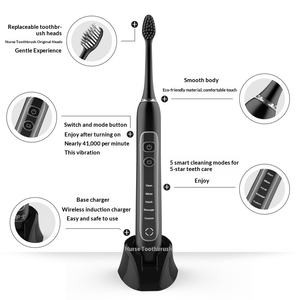 Brosse à dents électrique sonique rechargeable à induction, 5 vitesses, personnalisable DIY, pour adulte, avec fonction FM - Product Image 2