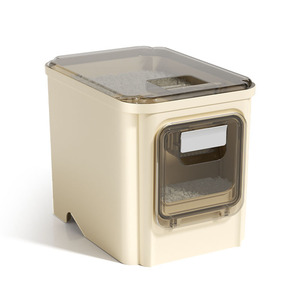 Rice Storage Tank Flip Top Beige Rectangle Food Grade Sealed Insect Proof Moisture Proof For Kitchen Use - Product Image 5