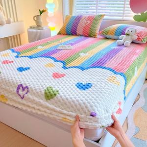 Funda protectora para colchón de dibujos animados súper suave y cálida, Sábana de burbujas arcoíris, funda de <span class=keywords><strong>cama</strong></span> para niños - Product Image 1