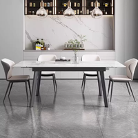 Ensemble de salle à manger en dalle de pierre pliable de style italien, table à manger rectangulaire moderne minimaliste pour les petites maisons
