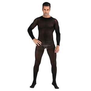 A-032 all'ingrosso Plus Size maschio Sexy Unsex Hot Nude trasparente stretto piede corpo calza Crotchless Bodystocking per gli uomini - Product Image 5