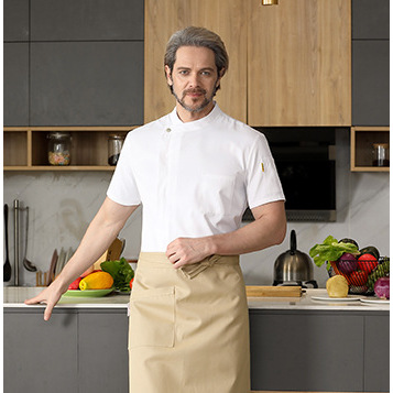 White short-sleeved shirt with a wide side opening