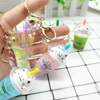 Porte-clés personnalisé de haute qualité 2d 3d thé à bulles liquides solides Boba thé au lait porte-clés personnalisé pour cadeau promotionnel
