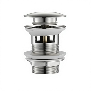 Vanne de vidange escamotable ronde en laiton chromé avec trop-plein, filetage G1 1/4, pour lavabo de salle de bain, cuisine, hôtel - Product Image 4