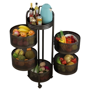 Hotselling draaibare opbergwagen met meerdere lagen, 360 graden fruit- en groenterek, draaibaar opbergrek voor de keuken - Product Image 6