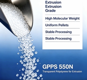 Granulés de polystyrène vierge GPPS 550N, qualité extrusion, haute clarté optique, matière première de résine GPPS - Product Image 5