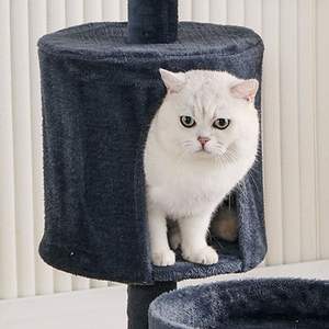 डबल बिल्ली घर खरोंच पोस्ट के साथ बड़े अनुकूलन योग्य बिल्ली पेड़ - Product Image 5