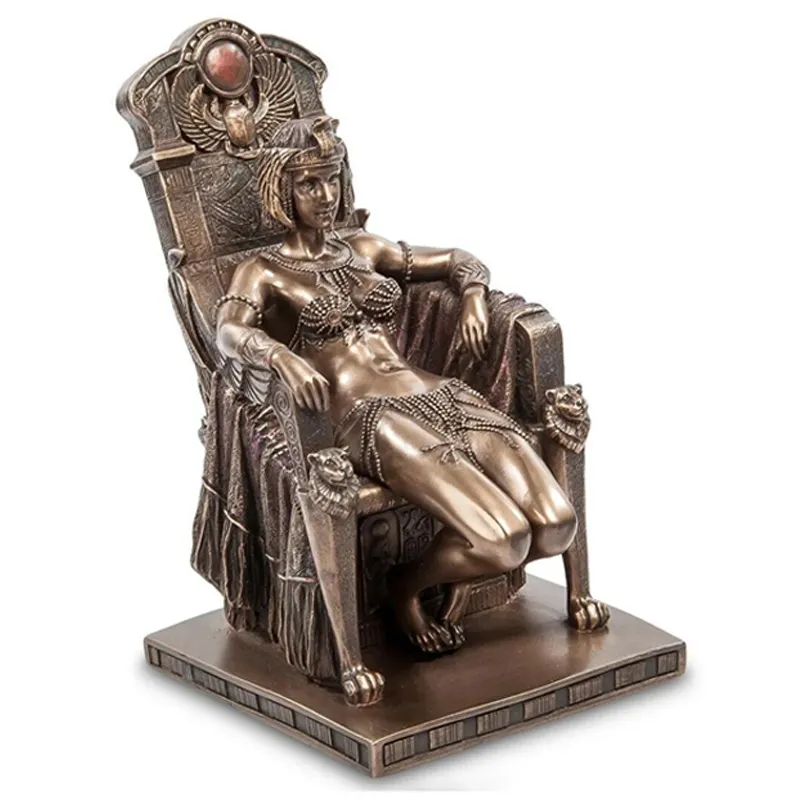 Figurine de la reine égyptienne, décoration de la maison, statue de la cléopâtre en bronze, vintage et sexy pour la femme grecque, vente en gros