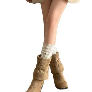 Lace <b>Socks</b> Women White Mid Calf Slouch <b>Socks</b> Breathable Shaping For Autumn Winter Knee High <b>Boots</b> Pairing - Product Image 5
