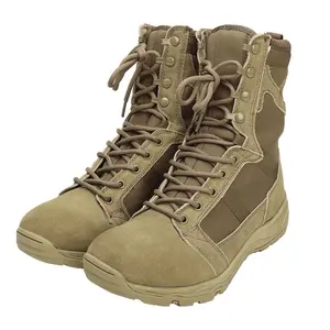Yakeda botas de couro genuíno, botas tática de combate com sola de borracha alta, para caminhada, combate tático, homens