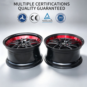 Rines FLowtone de 18 Pulgadas 5x114.3/100/112, Diseño Cóncavo, Multirradio, Borde Negro Mecanizado, Pintura Roja Transparente, Rines de Alta Calidad - Product Image 4